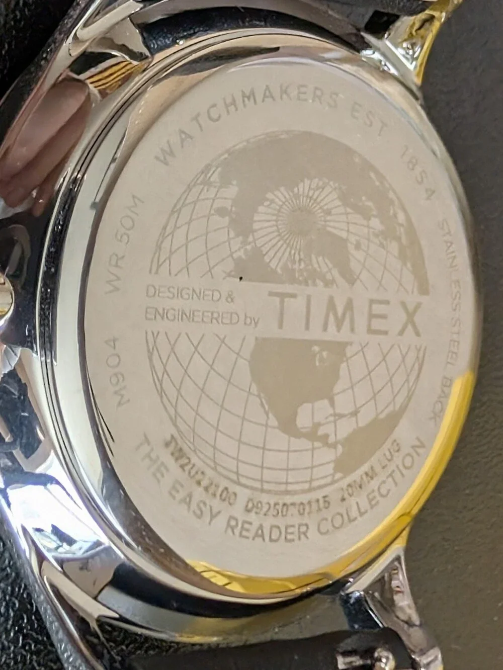 Timex Easy Reader Gen 1 Quartz 40mm Watch – White Dial & Black Leather, Indiglo